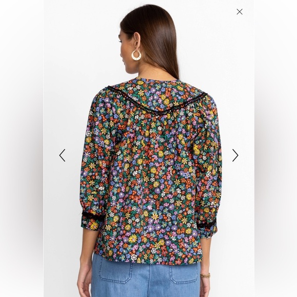 Johnny Was Blouse Risa Poplin in Black Floral - Picture 5 of 9